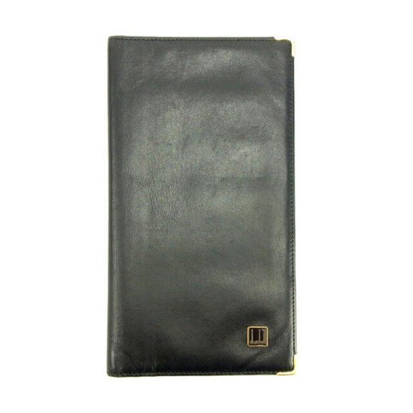 Authentic Dunhill Wallet Purse Long Wallet Black Gold Woman - Picture 1 of 6